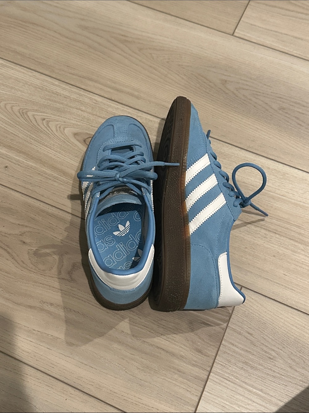 adidas MENS 5 Light Blue Suede Sneakers with White Stripes